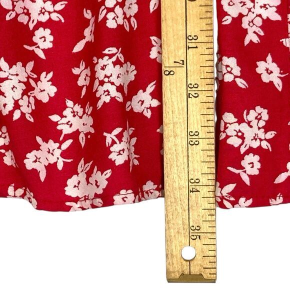 Kathie Lee Button Front Maxi Skirt 6 Red Floral Print Summer Comfy Boho Coastal - Picture 14 of 16